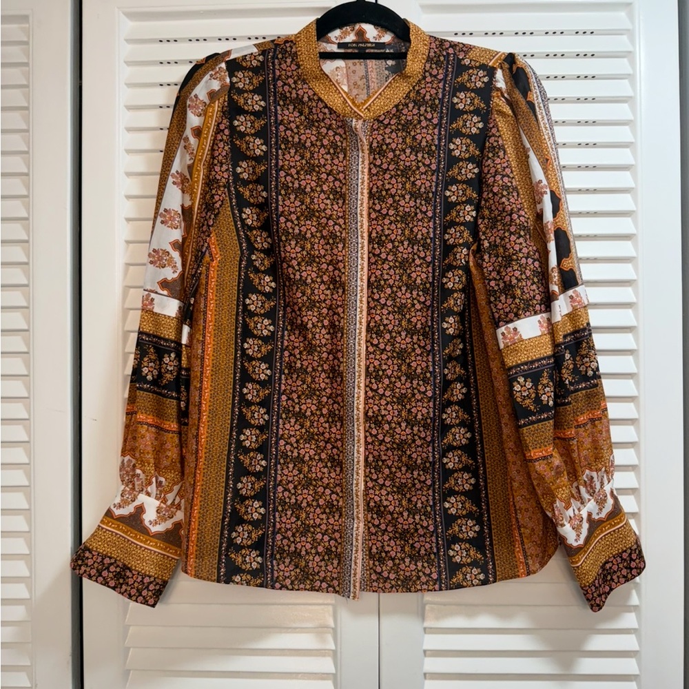 Kobi Halperin Floral Blouse in Black and Orange